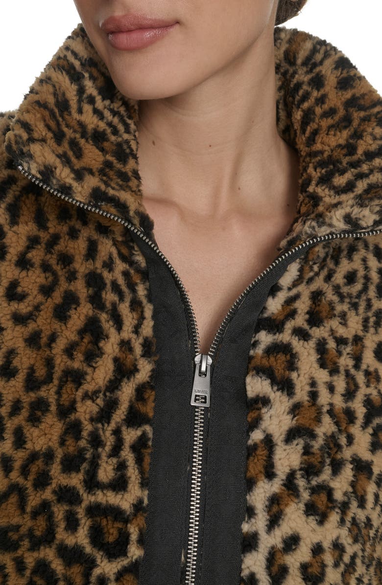 Levi's Faux Shearling Full Zip Jacket, Alternate, color, Black Leopard