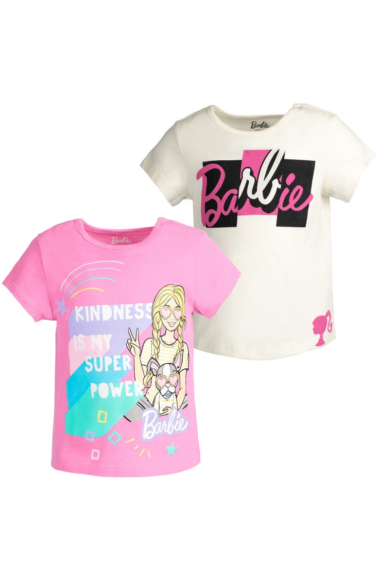Barbie 2-Pack T-Shirts, Main, color, White / Pink