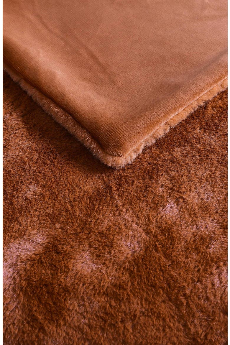 Faux Fur Reversible Throw, Alternate, color, GINGER ORANGE