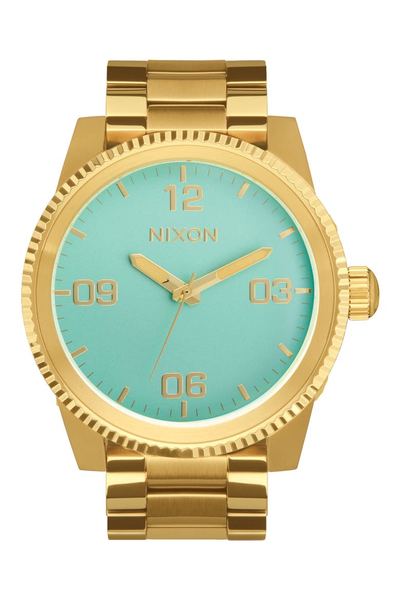 Corporal Bracelet Watch, 48mm, Main, color, GOLD / TURQUOISE / GOLD