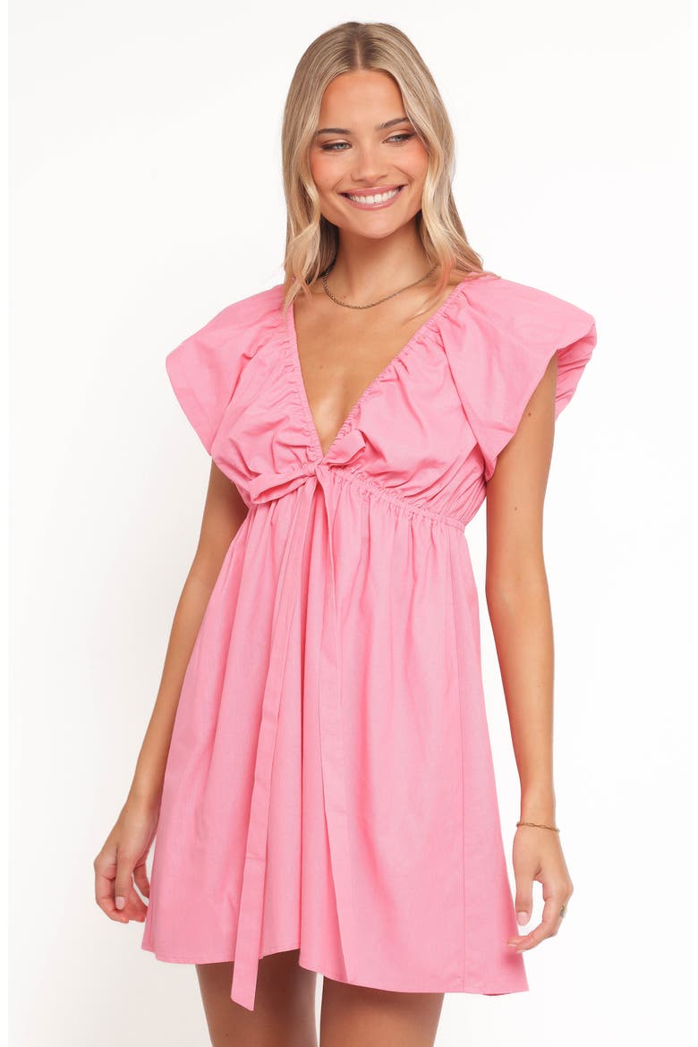 Kathy Cotton & Linen Babydoll Minidress, Alternate, color, PINK