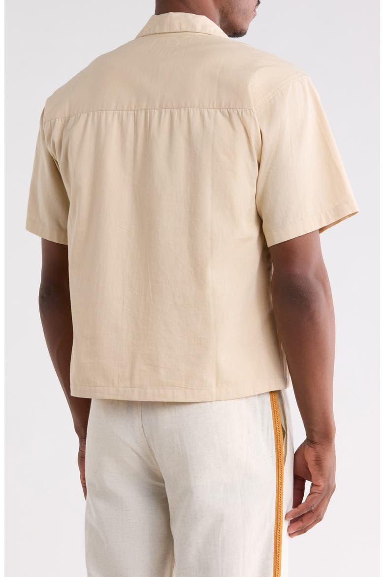 Short Sleeve Cotton Button-Up Shirt, Alternate, color, EGGSHELL