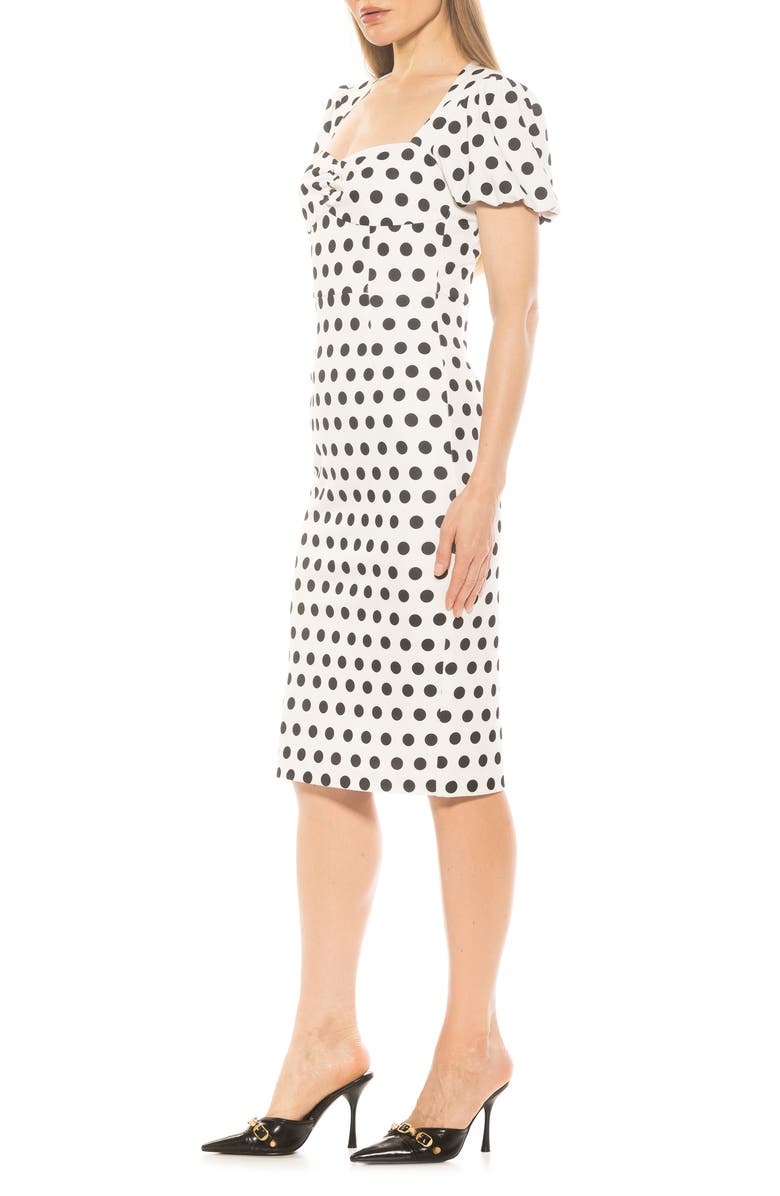 Alexia Admor Micaela Sweetheart Neck Sheath Dress, Alternate, color, Ivory Polka Dot