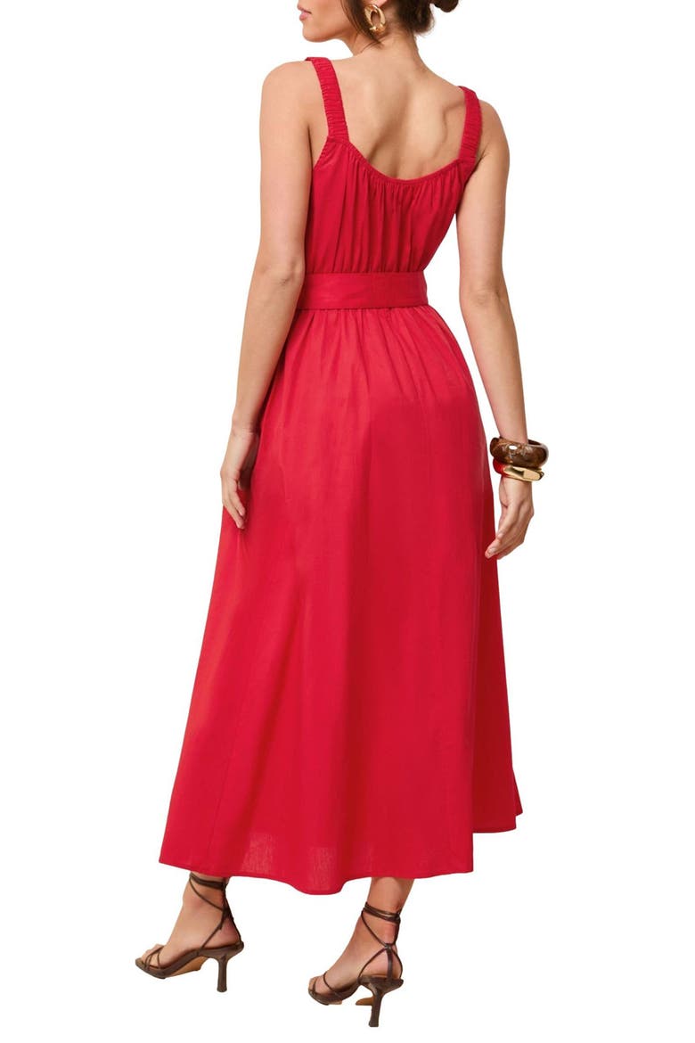 Belted Cotton Maxi Dress, Alternate, color, RED