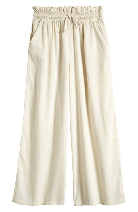 Kids' Wide Leg Paperbag Waist Cotton Pants (Big Kid)