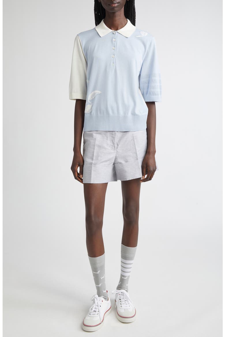 Pinstripe Linen & Cotton Sack Shorts, Alternate, color, LIGHT GREY