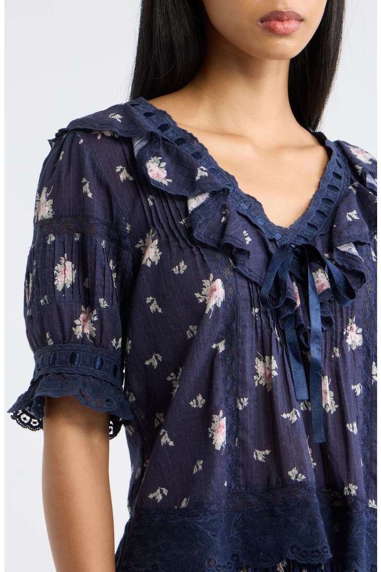 Romilly Ruffle & Lace Top, Alternate, color, INK WASH