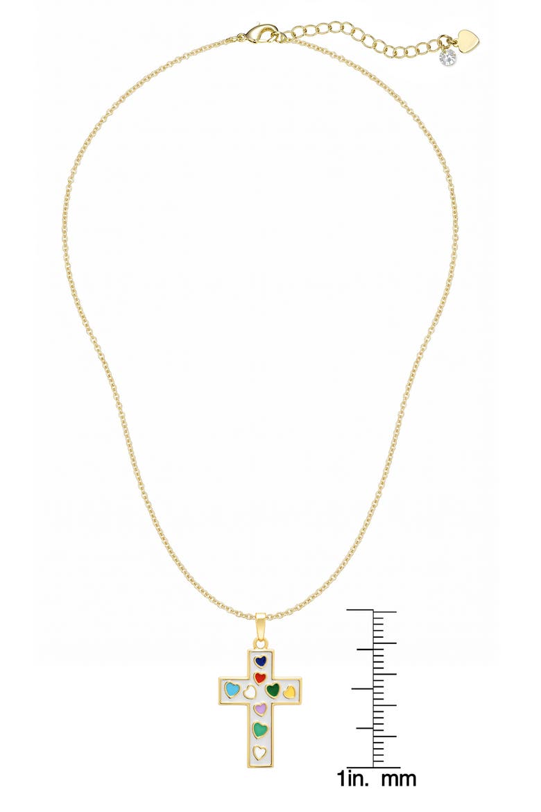 Kids' Cross Enamel Pendant Necklace, Alternate, color, WHITE