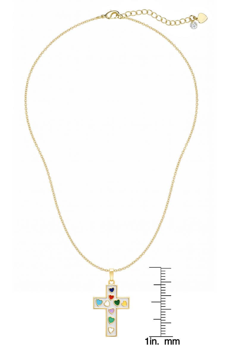 Lily Nily Kids' Cross Enamel Pendant Necklace, Alternate, color, White