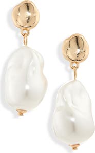 NORDSTROM RACK Molten Faux Pearl Drop Earrings