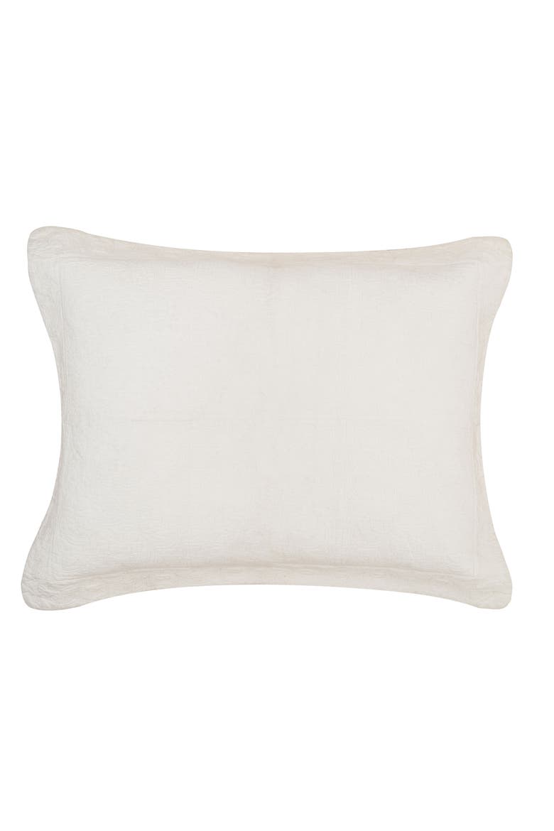 Jacqueline Matelasse Cotton Standard Pillow Sham 20" x 26", Main, color, Off-White