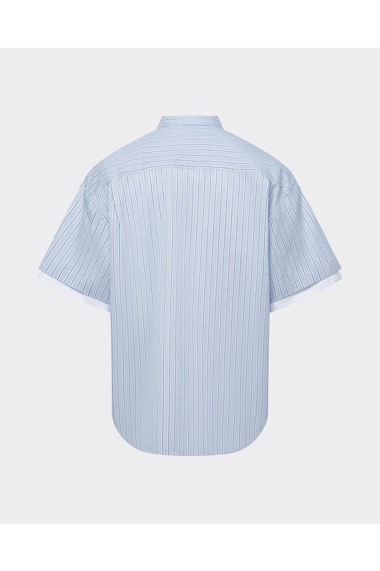 Double Short Sleeve Button Down Shirt, Alternate, color, Office Blue