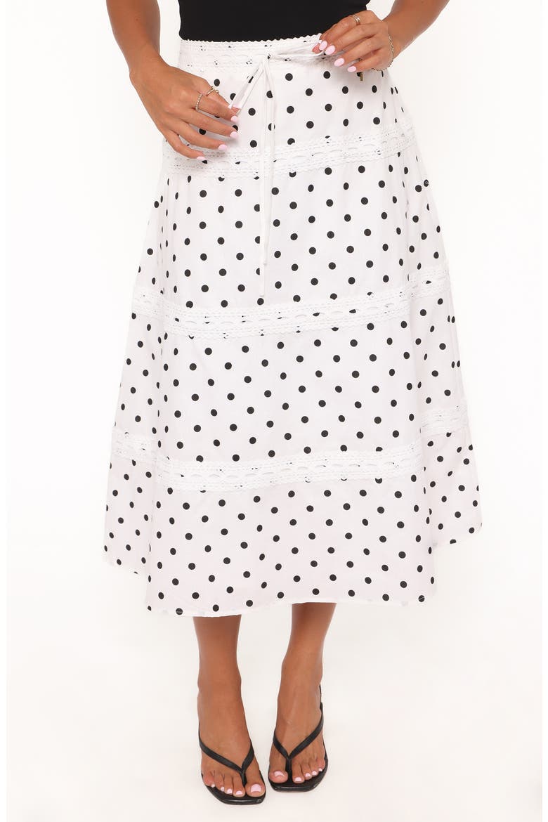 Lucia Tiered Midi Skirt, Alternate, color, WHITE POLKA DOT