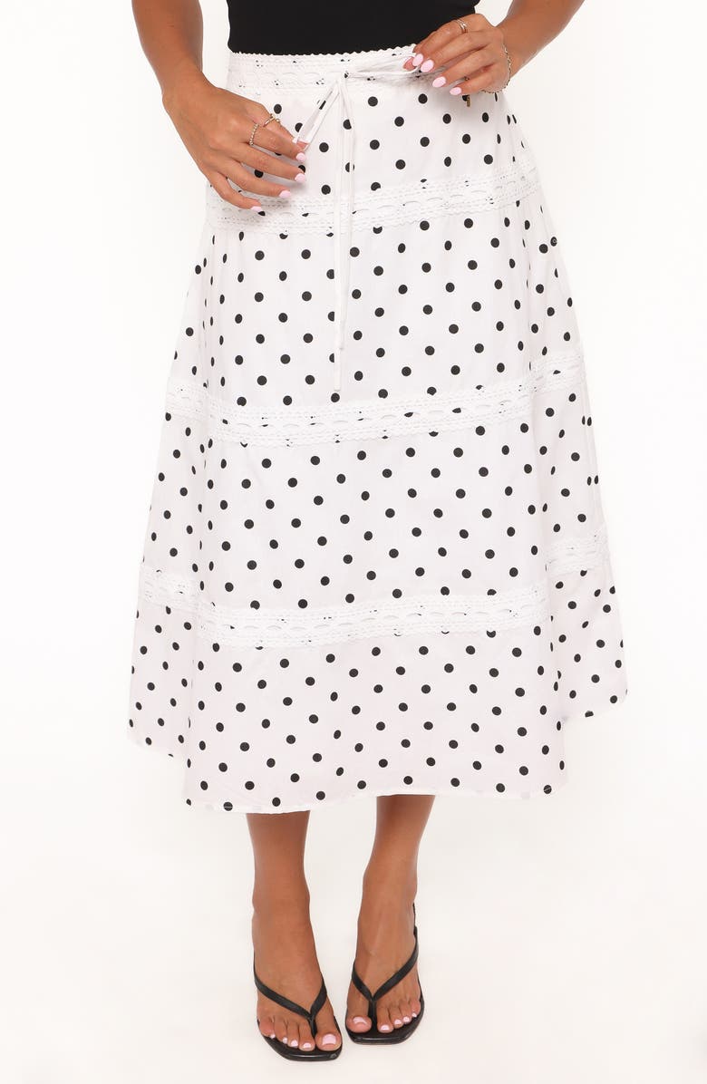 Petal & Pup Lucia Tiered Midi Skirt, Alternate, color, White Polka Dot