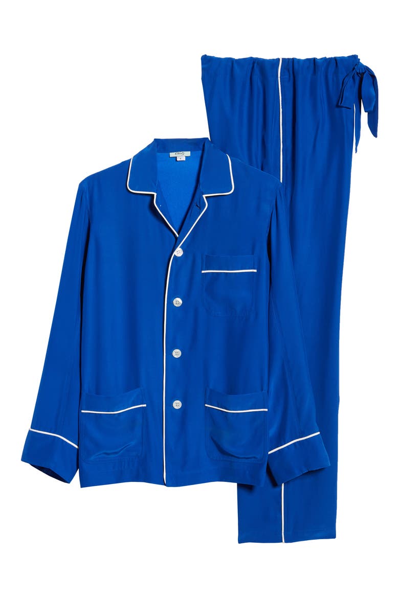 Silk Pajamas, Alternate, color, ANIL/ BLUE