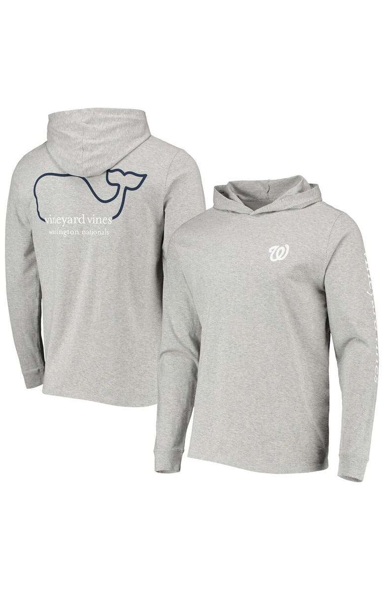 vineyard vines Men's Vineyard Vines Heathered Gray Washington Nationals Logo Hoodie Long Sleeve T-Shirt, Main, color,