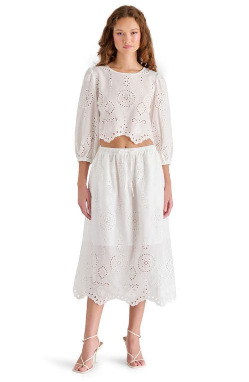 Steve Madden Anaisa Eyelet Embroidered Midi Skirt In Antique