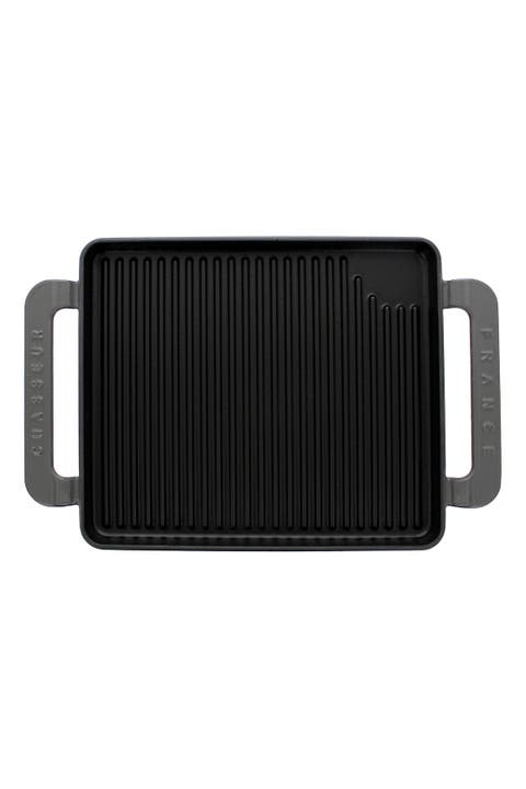 Chasseur French 10" Rectangular Enameled Cast Iron Grill - Caviar Gray