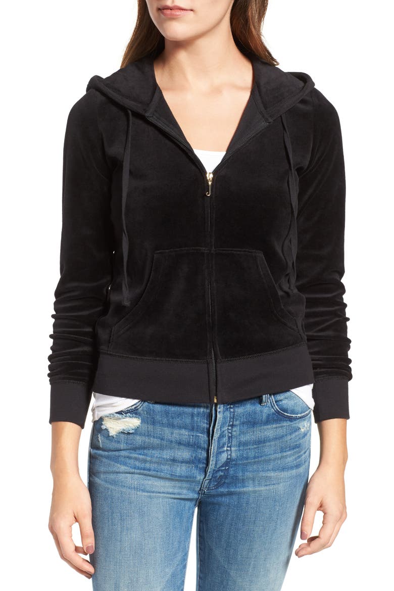 Robertson Velour Hoodie, Alternate, color, PITCH BLACK