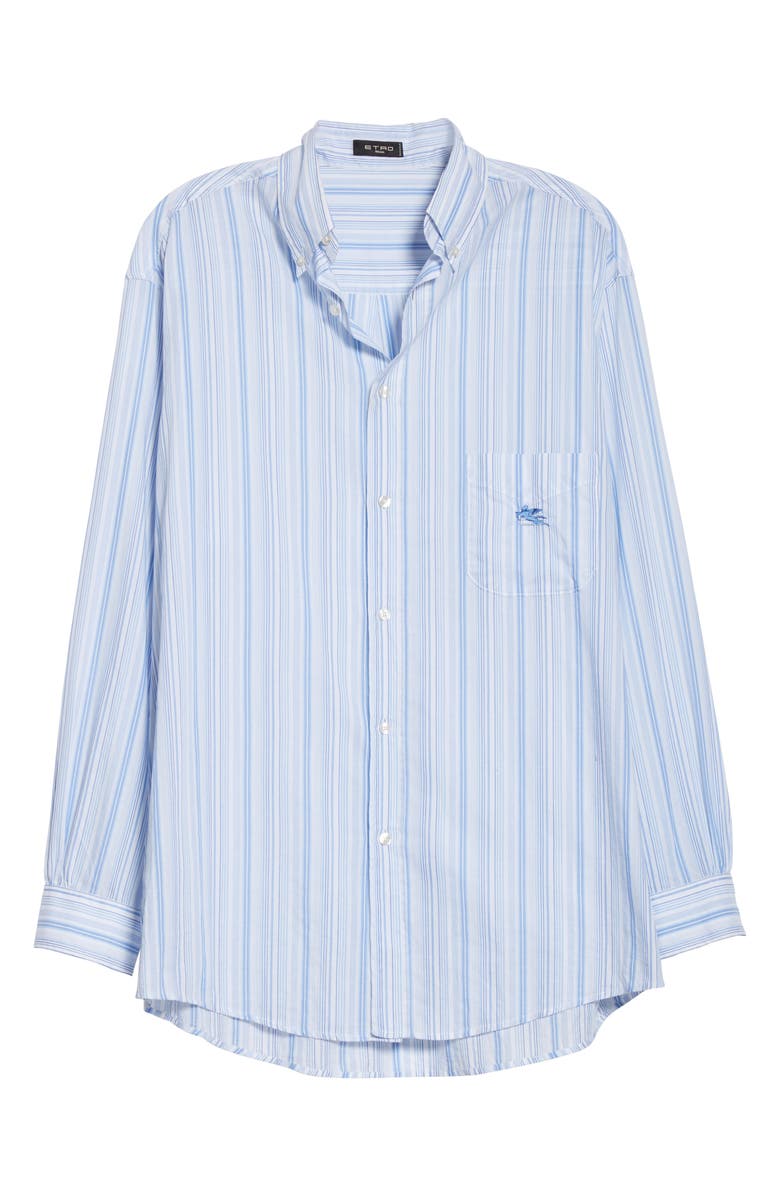 Etro GE01 Embroidered Stripe Cotton Poplin Button-Down Shirt, Alternate, color, 