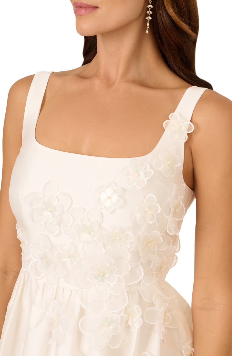 Adrianna Papell Beaded Floral Taffeta Cocktail Minidress, Alternate, color, Ivory