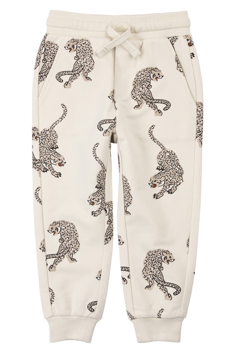 Kids' Panther Print Cotton Joggers, Main, color, BEIGE