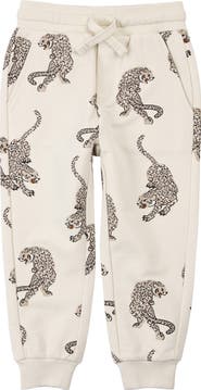MILES THE LABEL Kids' Panther Print Cotton Joggers