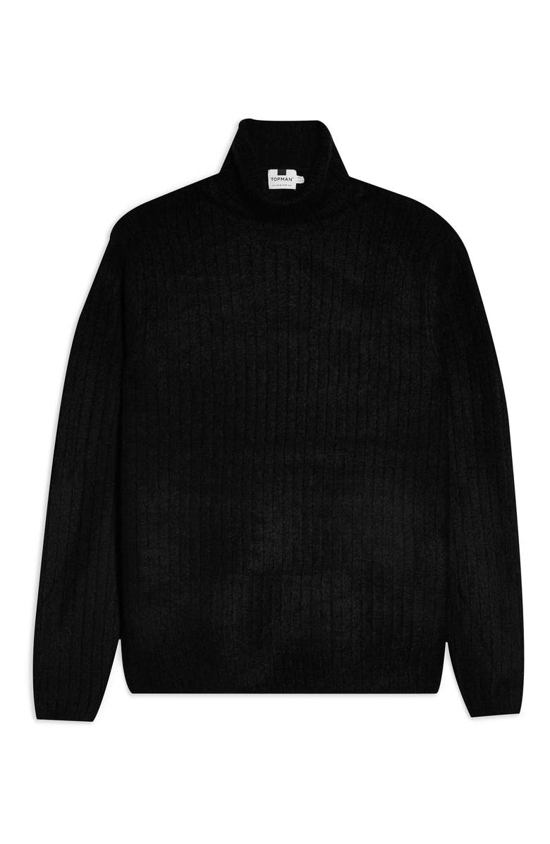 Topman Harlow Ribbed Turtleneck Sweater, Alternate, color, 