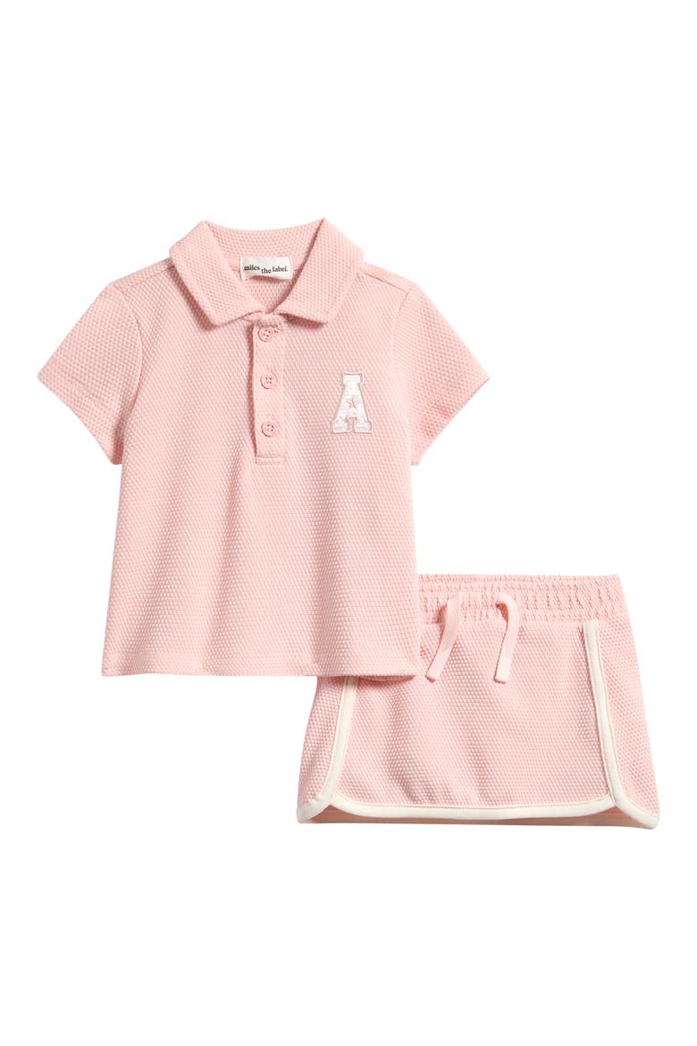 Organic Cotton Blend Piqué Polo & Skirt Set, Main, color, LIGHT PINK