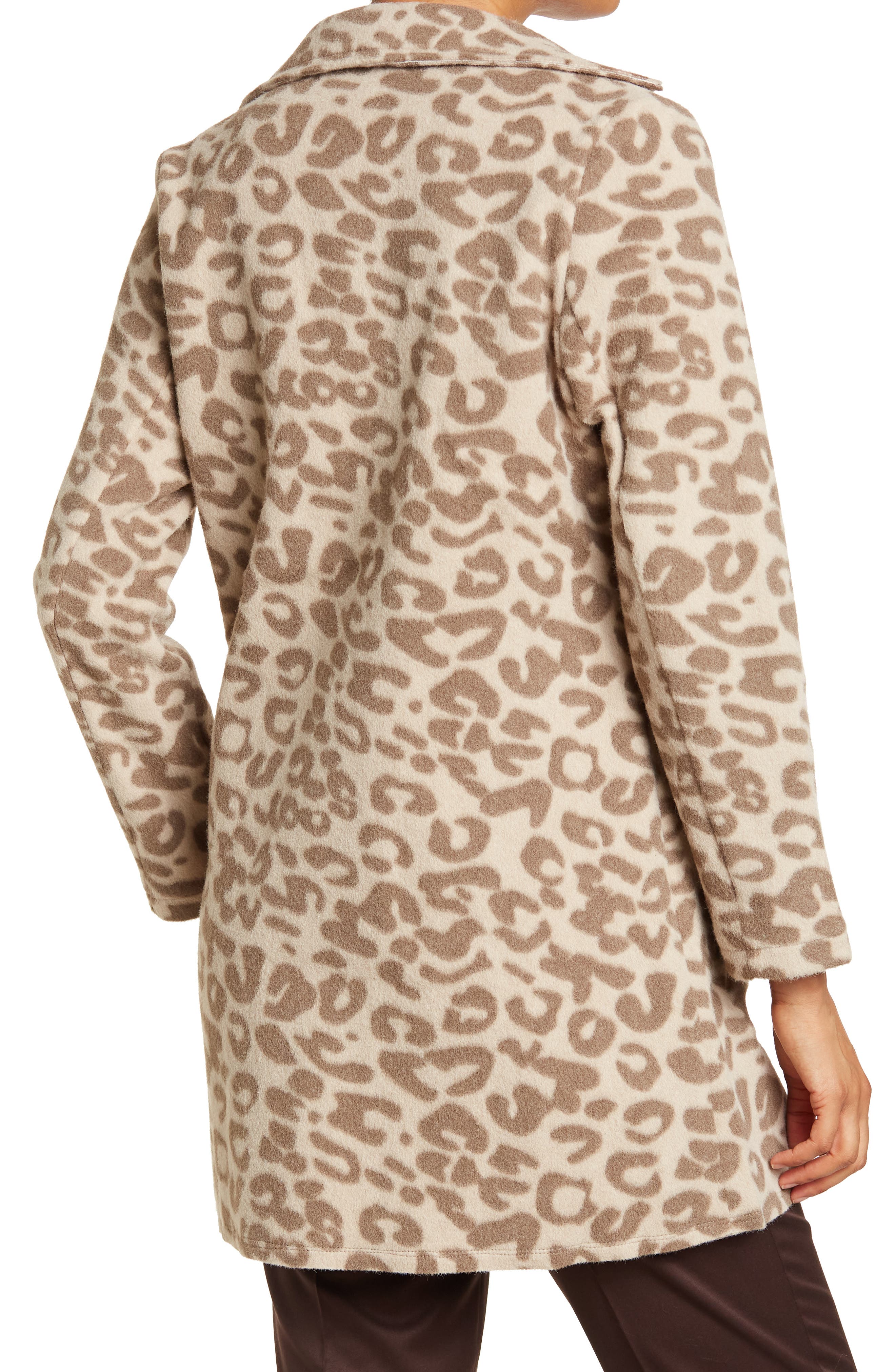 PATRIZIA LUCA Leopard Print Notch Lapel Car Coat (Women) | Nordstromrack