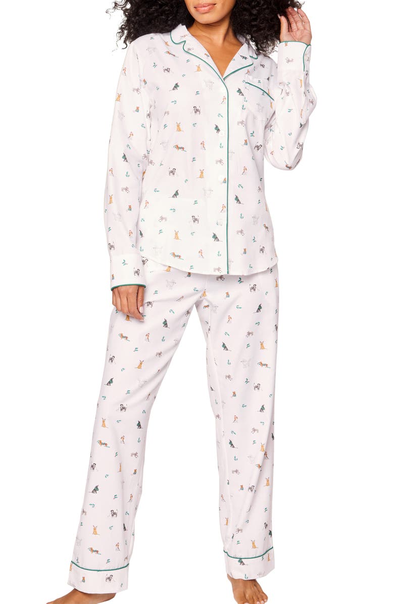 Petite Plume Jingle Paws Cotton Pajamas, Main, color,