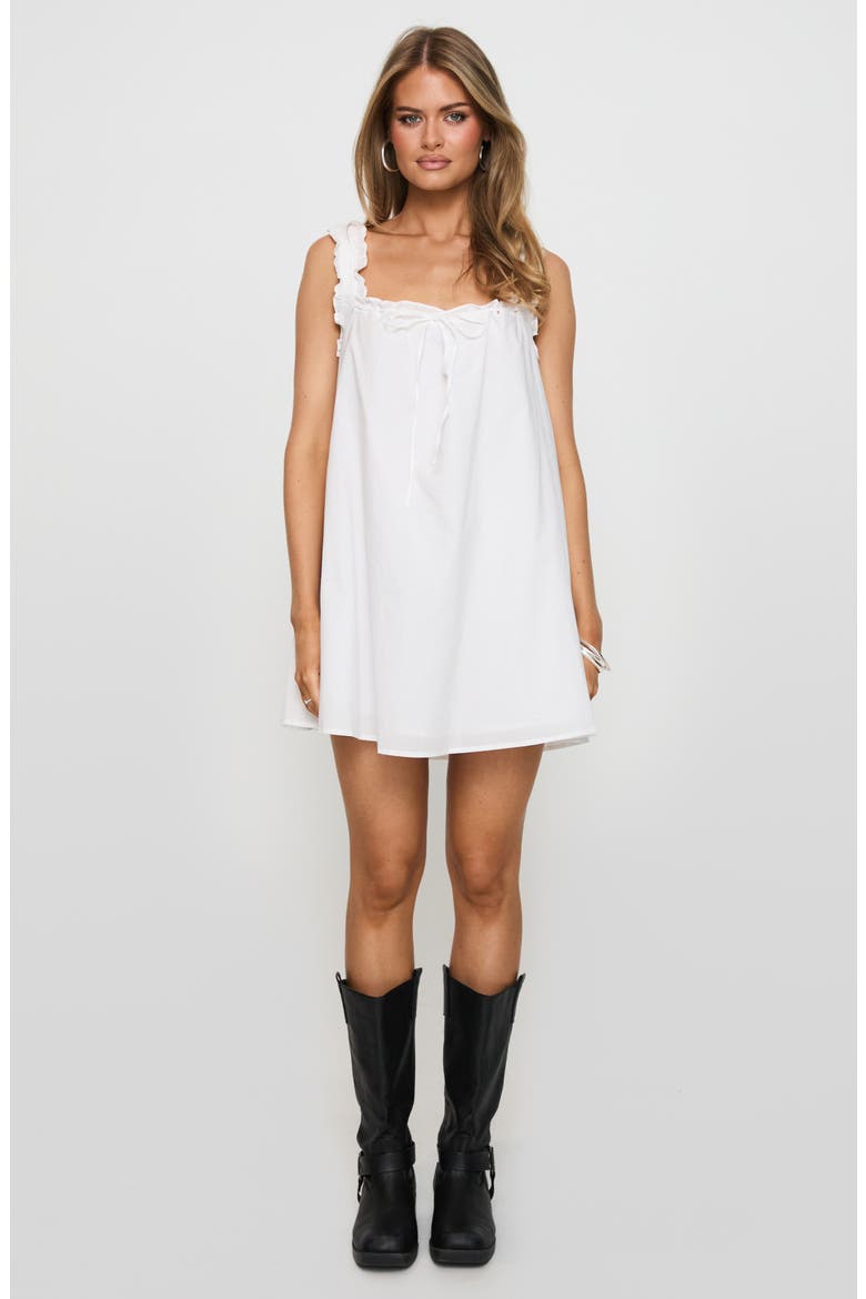 Swing Ruffle Cotton Minidress, Alternate, color, WHITE