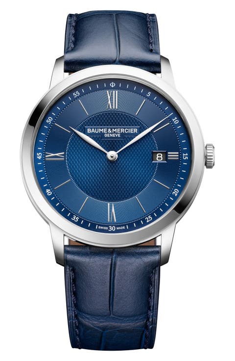 Classima Leather Strap Watch, 40mm