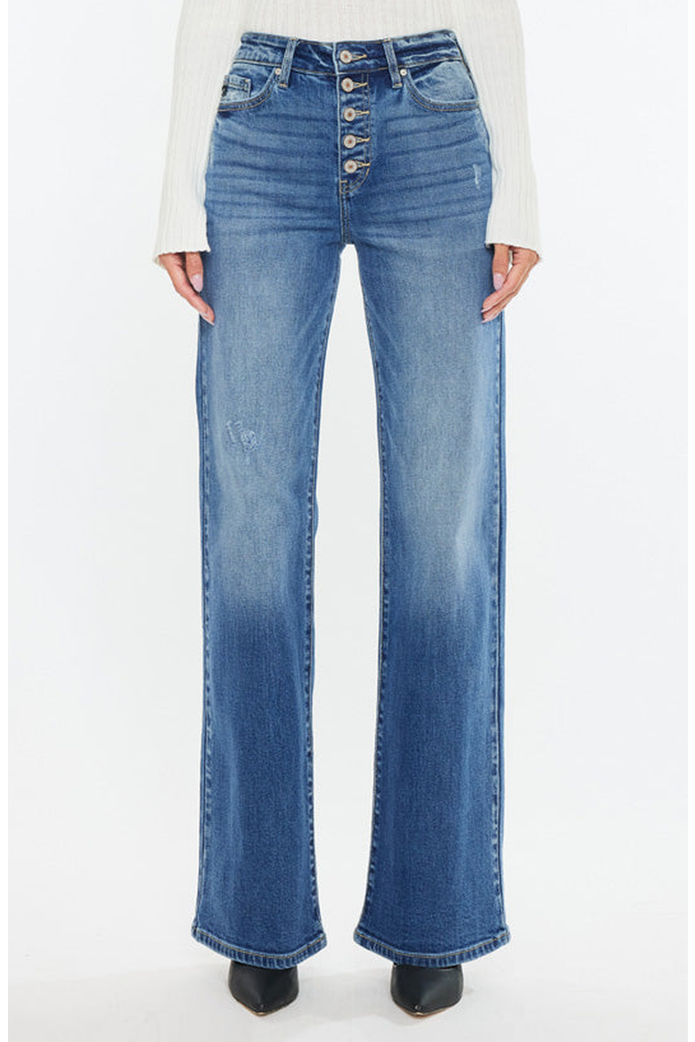 Celine High Rise 90's Flare Jeans, Main, color, Medium Wash