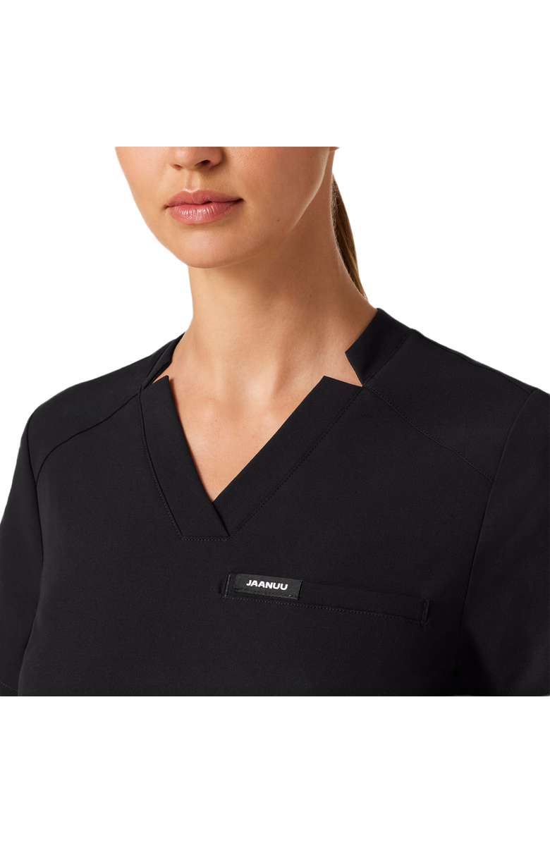 JAANUU Helia Women's 3-Pocket Slim Notched V-Neck Scrub Top, Alternate, color, Black