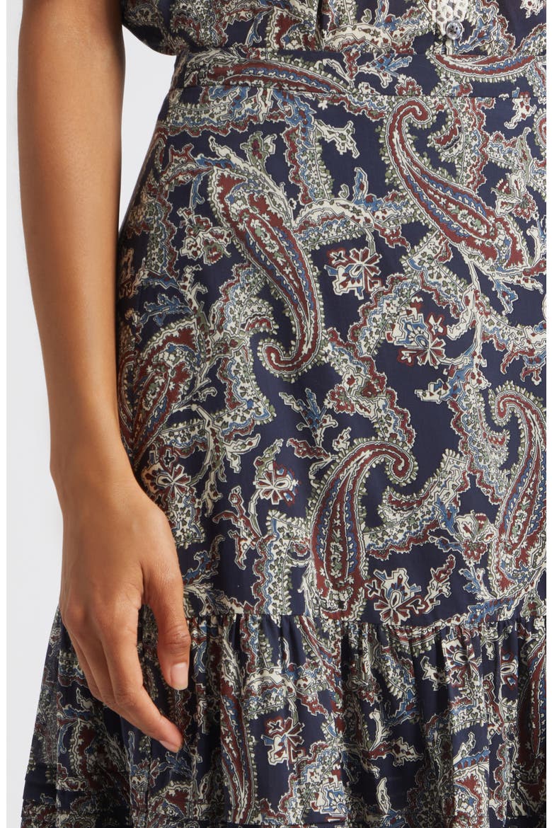 Heatheralyn Paisley Tiered Cotton Skirt, Alternate, color, NAVY MULTI