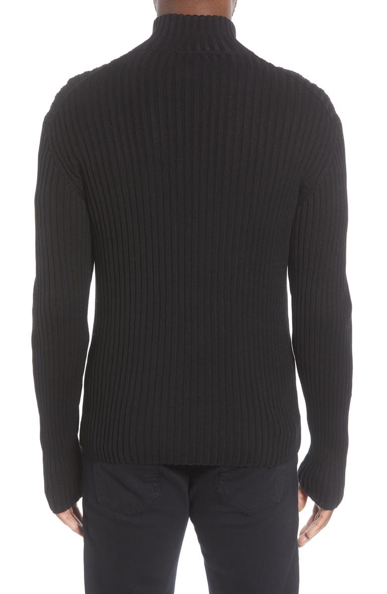 John Varvatos Star USA Lincoln Ribbed Zip Front Mercerized Cotton Sweater, Alternate, color, 
