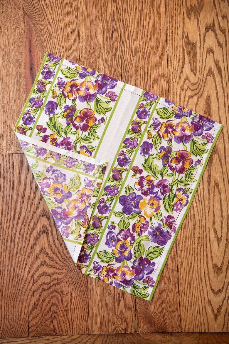 Pansies Luncheon Napkins, Set of 4, Alternate, color, Ecru