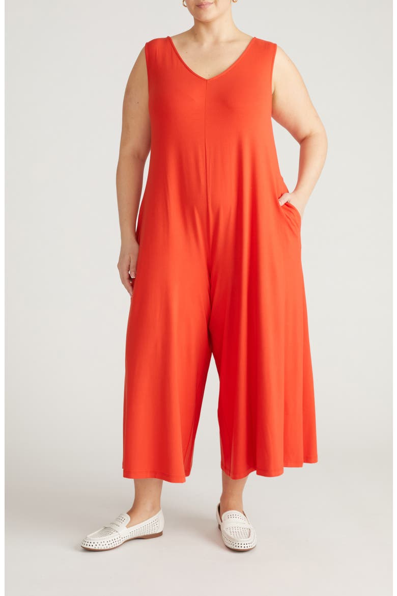Sunny Divine Sleeveless Wide Leg Jumpsuit, Main, color, SHORELINE SUNSET RED