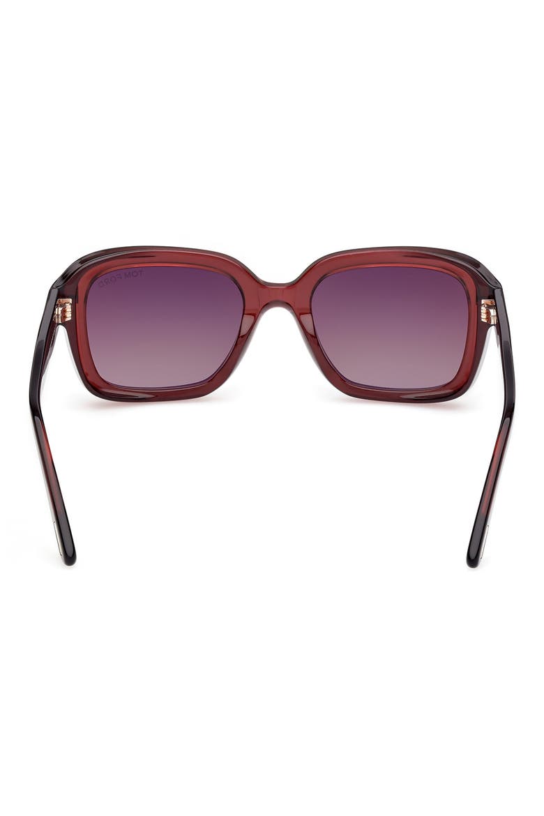 Natalia 52mm Square Sunglasses, Alternate, color, SHINY WINE/ BURGUNDY LENSES