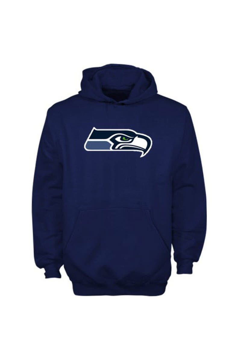 Outerstuff Seattle Seahawks Youth Primary Logo Fleece Hoodie - College Navy, Main, color, 
