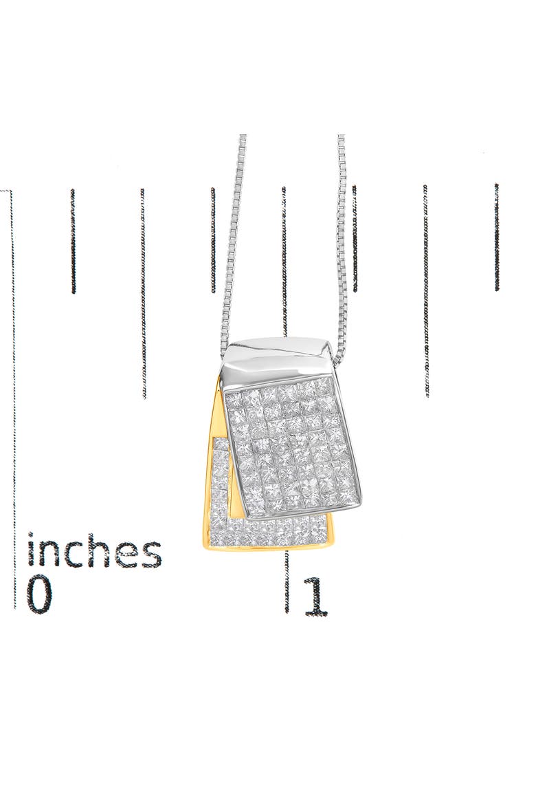 14K Gold 2.0 Cttw Diamond Foldover Box Pendant  Box Chain Necklace, Alternate, color, Yellow