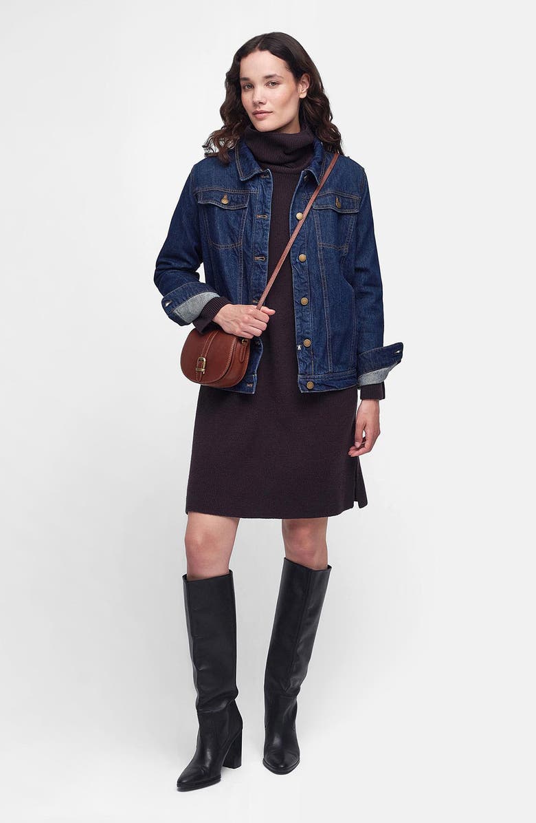 Barbour Long Sleeve Cotton Blend Turtleneck Sweater Dress, Alternate, color,