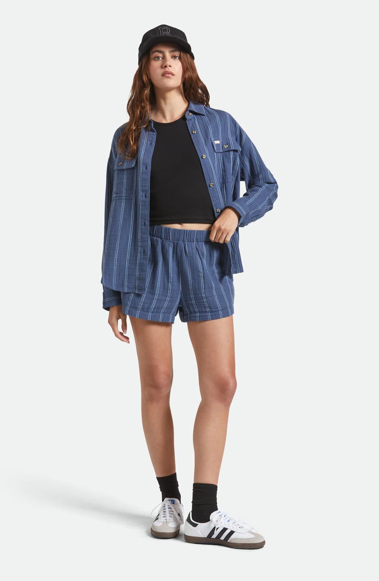 Brixton Wandering Stripe Cotton Overshirt, Alternate, color,