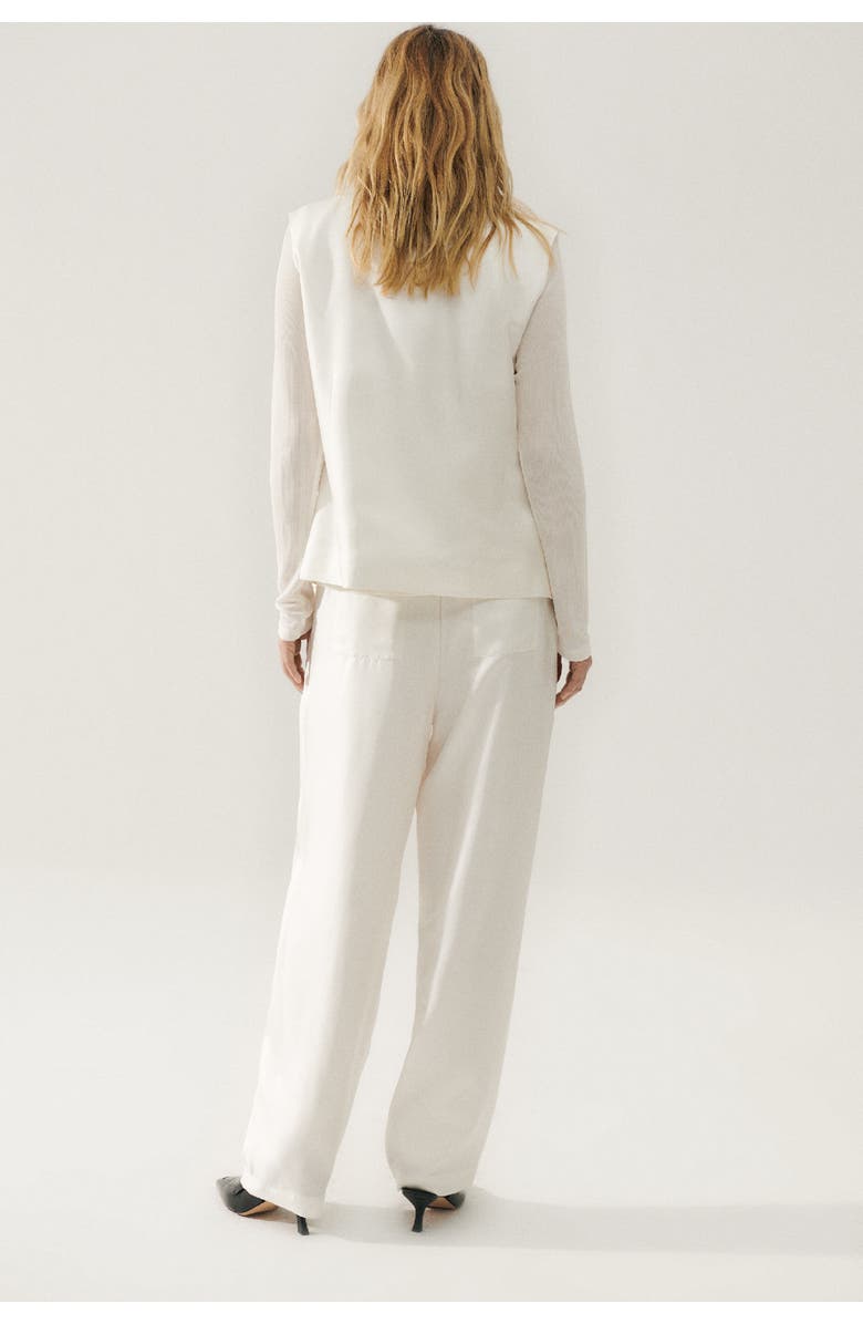 SILK LAUNDRY TWILL SLOUCH PANTS WHITE, Alternate, color, White