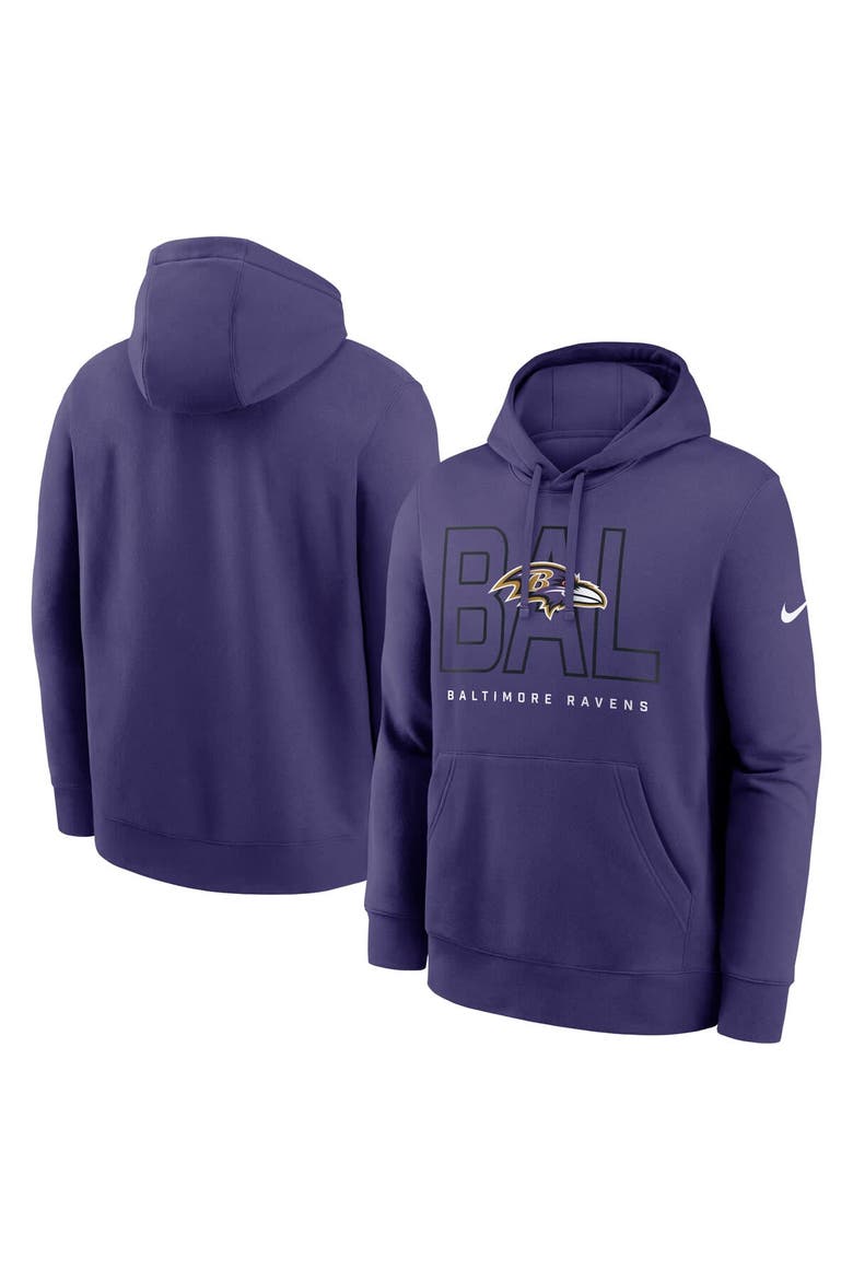 Men's Nike Purple Baltimore Ravens Busted Play Club Fleece Pullover Hoodie, Alternate, color, Purple
