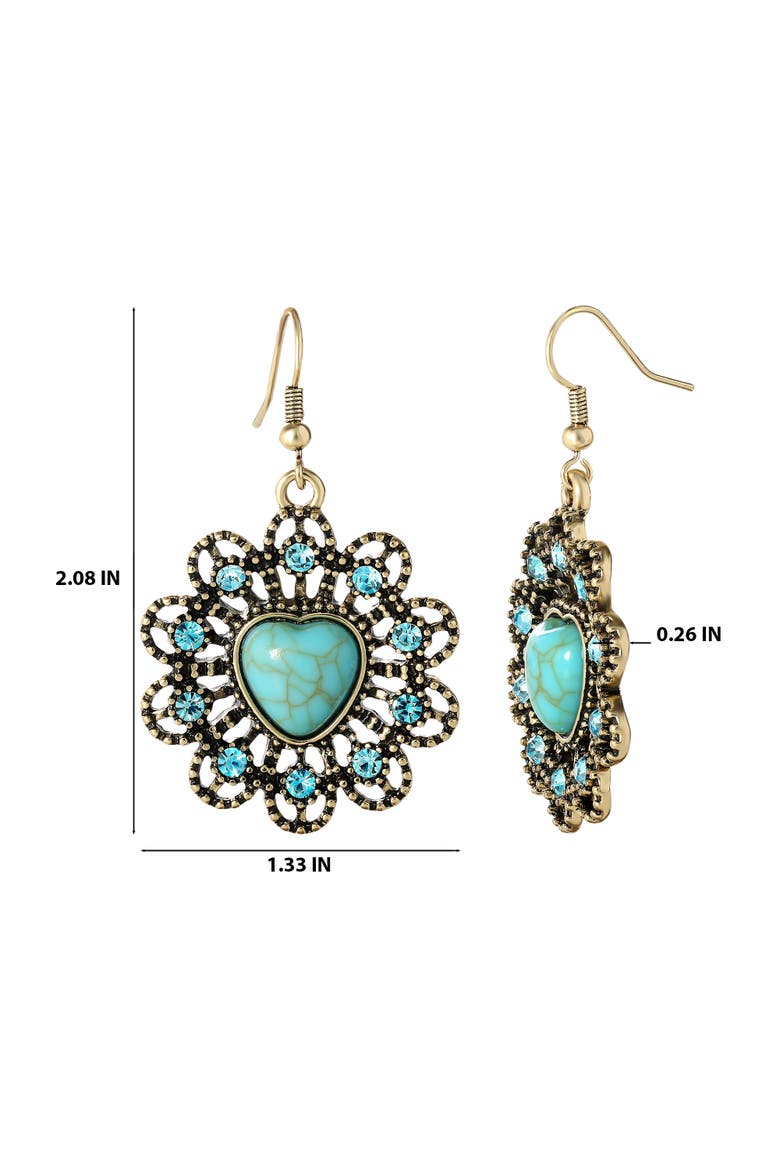 Stone Ornate Heart Earrings, Alternate, color, Gold, turquoise
