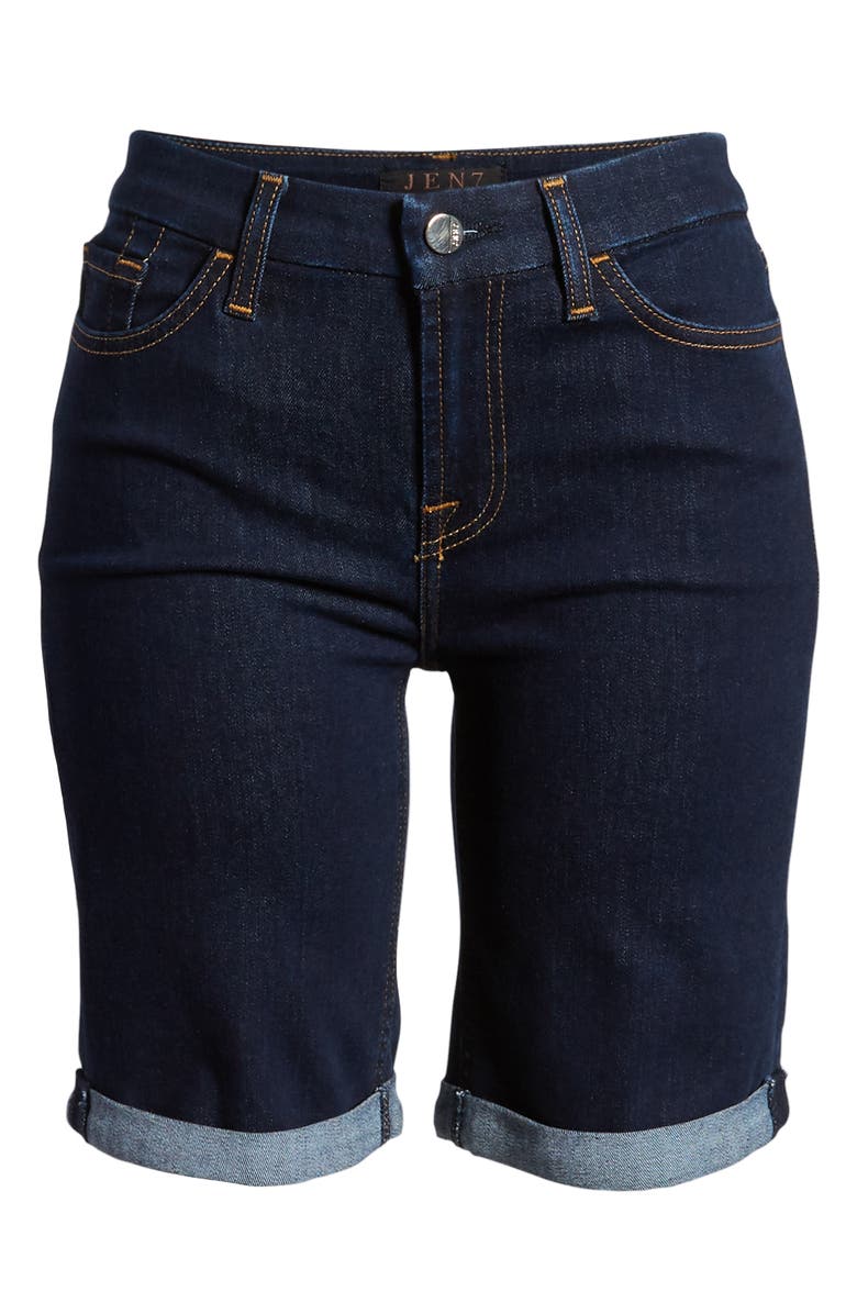 JEN7 by 7 For All Mankind JEN7 High Waist Denim Bermuda Shorts, Alternate, color,
