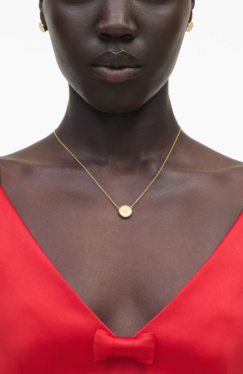 Marc Jacobs Women's The Button Pendant Necklace In Gold/cream