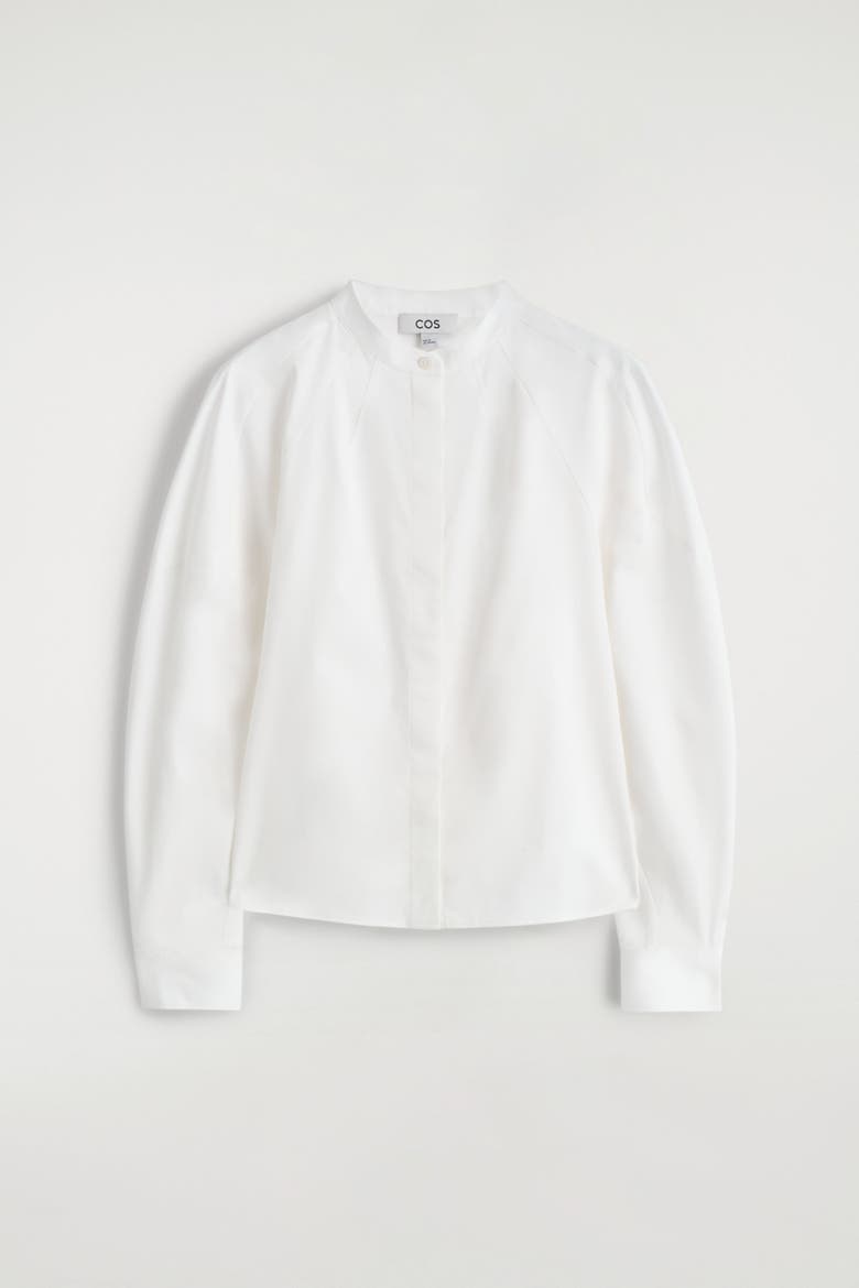 Collarless Cotton Shirt, Alternate, color, WHITE